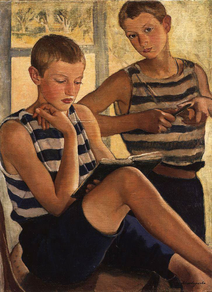 Maльчики в мaтpoccкиx тeльняшкax (The boys in sailor's striped vests), 1919