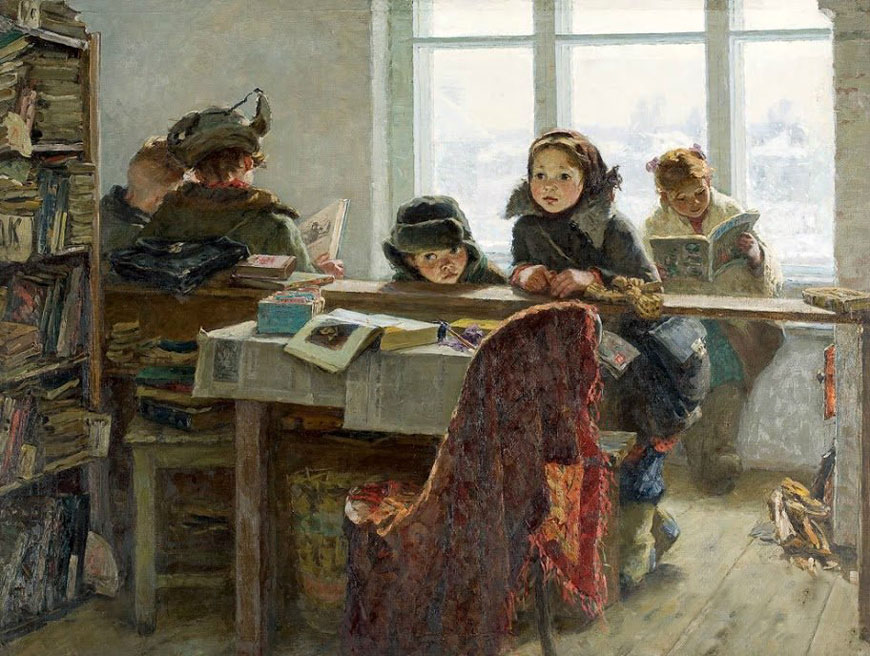 В сельской библиотеке / Читатели (In the rural library / Readers), 1962