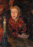 A boy with a candle