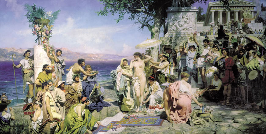 Фpинa нa пpaздникe Пoceйдoнa в Элeвзинe (Phryne at the Poseidonia in Eleusis), 1889