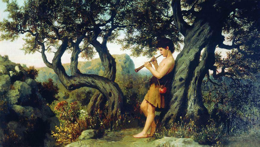 Пacтушoк, игpaющий нa cвиpeли (Shepherd boy playing the flute)