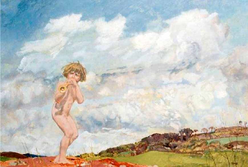 Landscape with boy playing a pipe (Пейзаж с мальчиком, играющим на свирели)