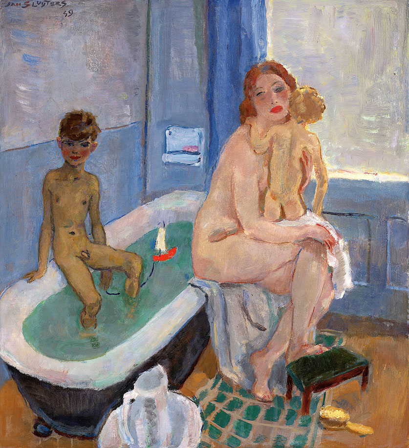 Greet, Rob en Liesje in de badkamer (Грит, Роб и Лесье в ванной), c.1949