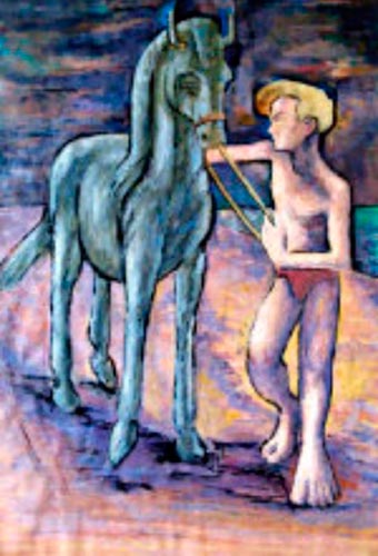 Boy with Blonde Hair leading a horse (Мальчик-блондин, ведущий коня), 1955