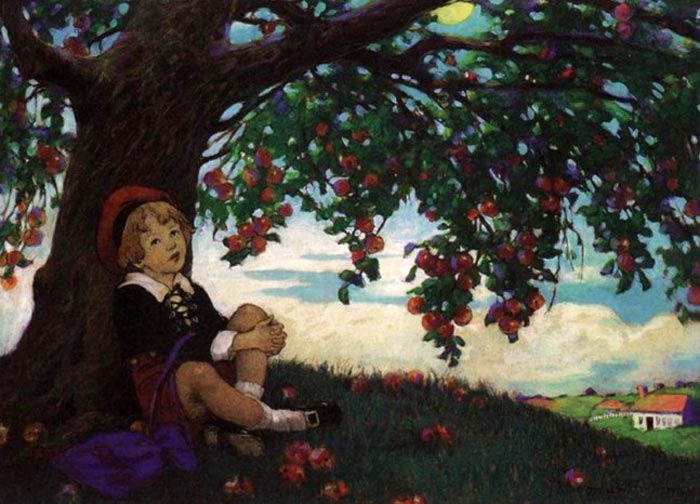 Boy seated under apple tree (Мальчик, сидящий под яблоней), 1914