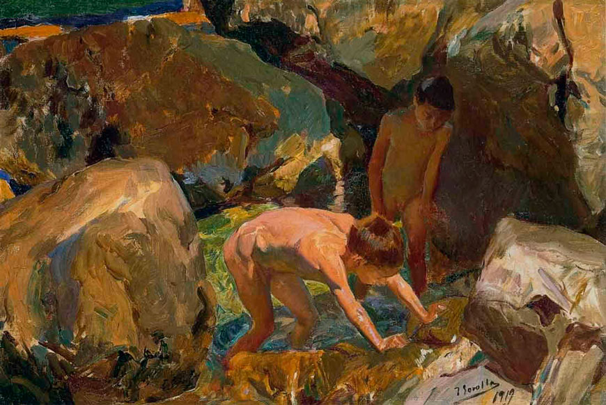 Niños buscando mariscos (Дети разглядывают морских обитателей), 1919