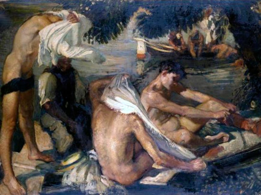 Young boys bathing on the river beach (Мальчики, купающиеся на речном пляже), 1909