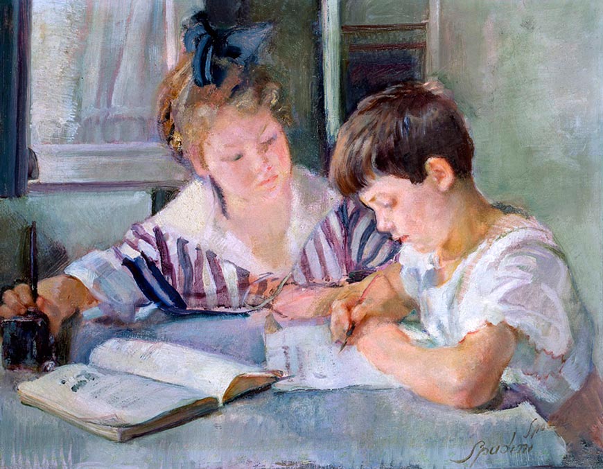 Bambini che studiano (Дети учатся), 1918