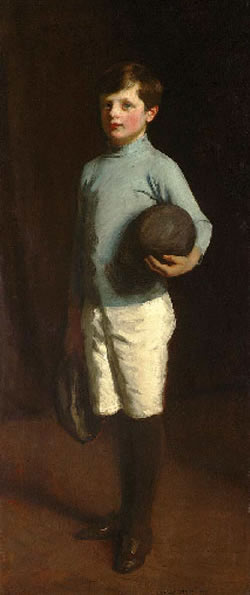 Portrait of John Ellison McCartney, full-length, holding a football (Портрет Джона Эллисона МакКартни, в полный рост, с футбольным мячом), 1911