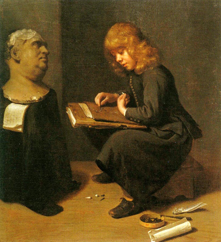 Boy Drawing before the Bust of a Roman Emperor (Мальчик, рисующий перед бюстом римского императора), c.1661