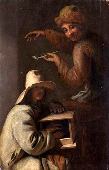 Boy warming hands on a brazier and man with a pipe (Мальчик, греющий руки на жаровне и мужчина с трубкой)