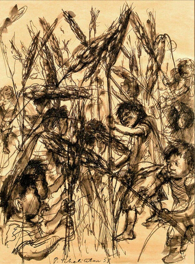 Мальчики, борющиеся на пшеничном поле (Boys fighting in wheat field), 1939