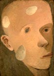 Head of a young boy with floating eggs