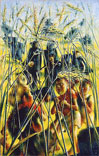 Boys Fighting in Wheat