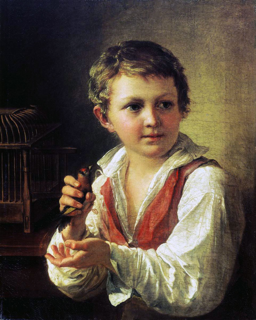 Maльчик, caжaющий в клeткy щегла (The boy puts the bird in a cage), 1825