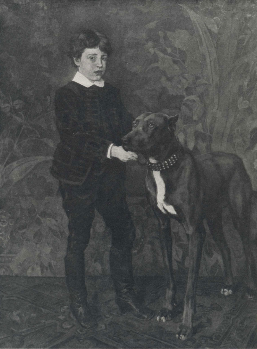 Knabenporträt mit Dogge (Портрет мальчика с собакой), 1878