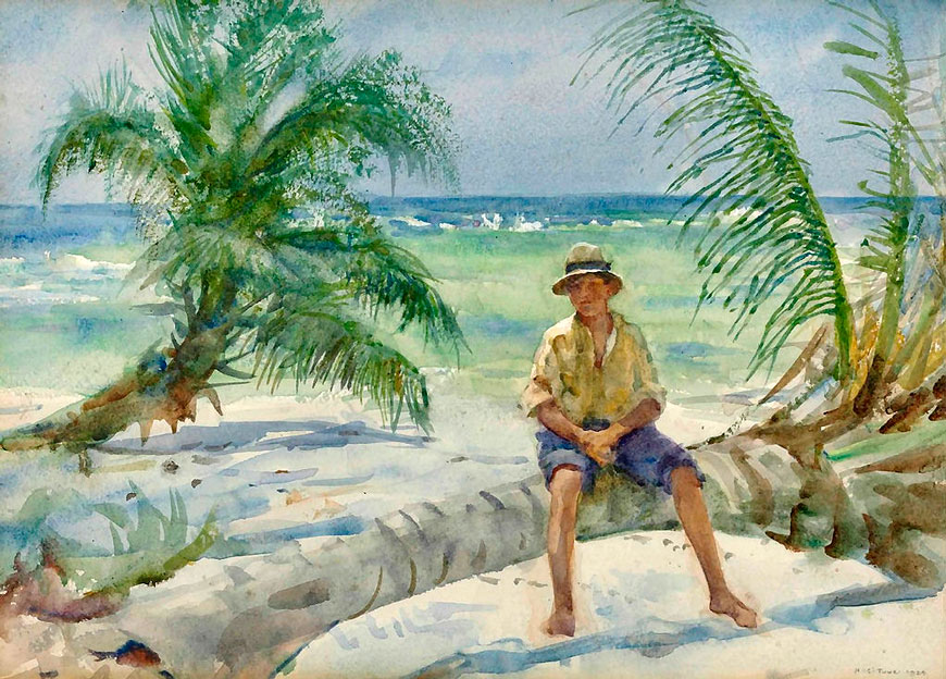 A Boy Seated on a Palm Tree, Coral Island (Мальчик, сидящий на пальме. Коралловые острова), 1924