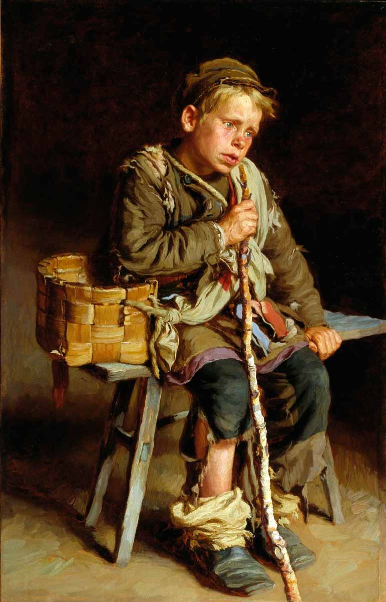 Maльчик-нищий c кopзинoй (A beggar boy with basket), 1886