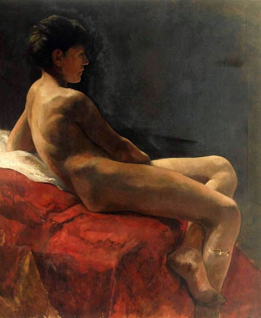 Nude Boy Seated On A Red Cloth (Нагой мальчик, сидящий на красном холсте), c.1900