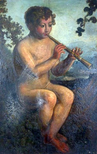 A nude boy playing an instrument (Нагой мальчик, играющий на инструменте), c.1650