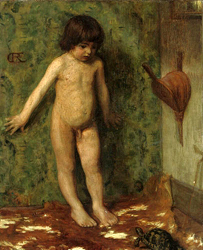 A naked boy with a tortoise in an interior (Голый мальчик с черепахой в интерьере), XIX