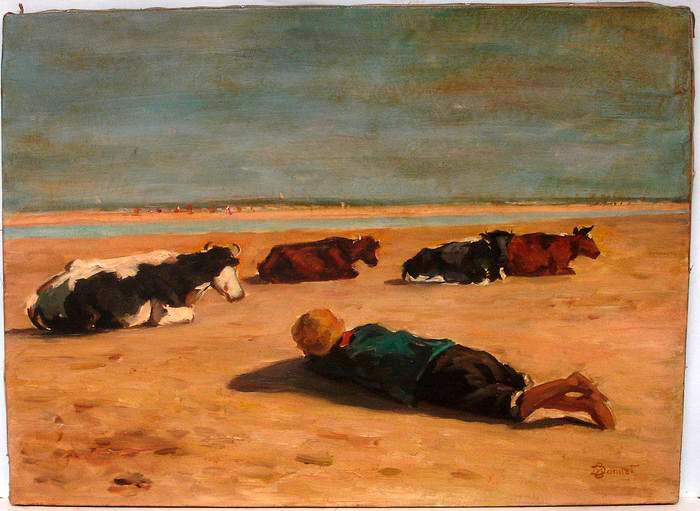 Boy with cows on the beach (Мальчик с коровами на пляже), XX