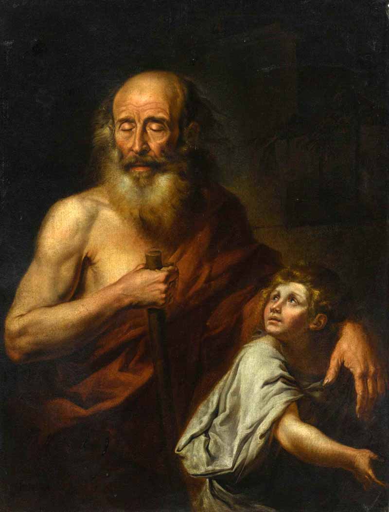 A blind man, probably Homer, with a child (Слепец, вероятно Гомер, с ребёнком), XVII