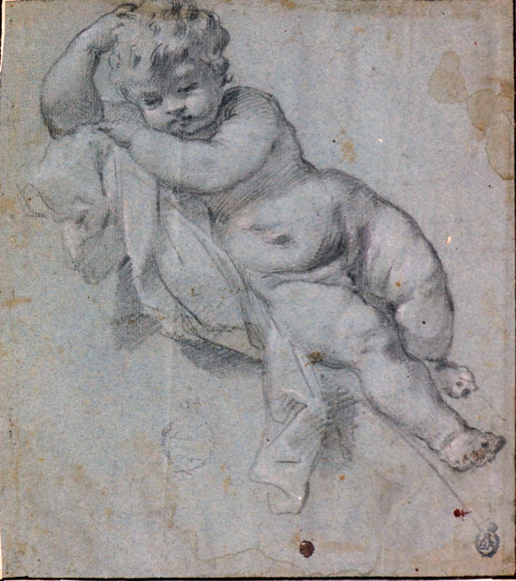 Study of a nude boy lying on a cloth (Эскиз обнаженного мальчика, лежащего на ткани), XVII