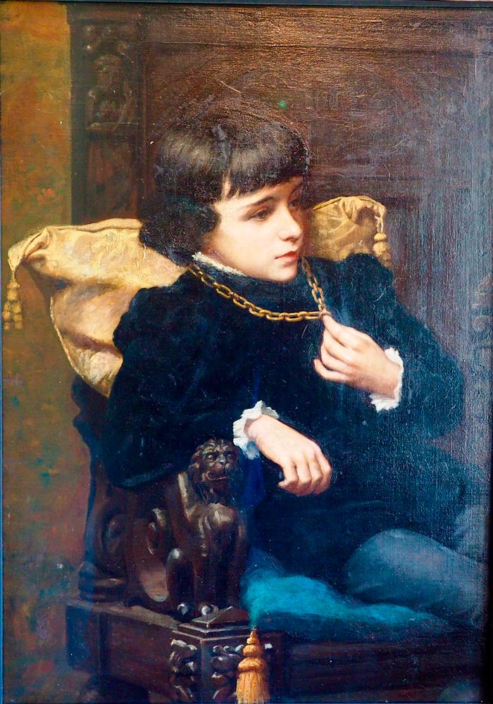 Harry Brodribb Irving as a boy, in costume of one of the Princes in the Tower in Shakepeare's Richard II (Гарри Бродрибб Ирвинг в детстве, в костюме одного из принцев в Тауэре в шекспировском «Ричарде III»),  c.1879