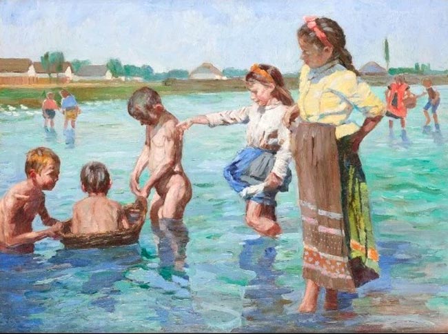 Children bathing in the river (Дети, купающиеся в реке),  XX