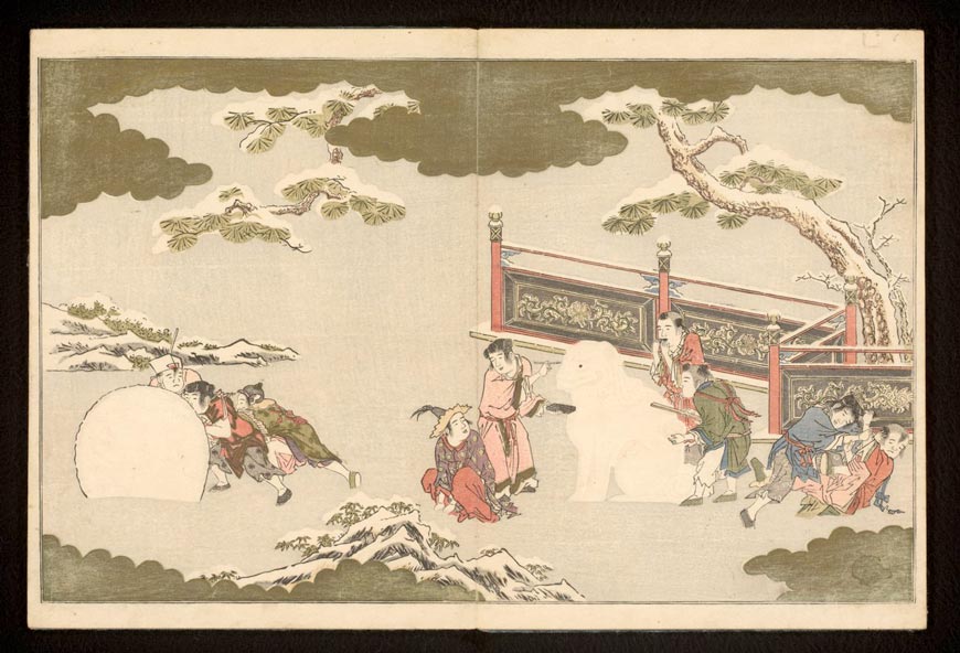 Chinese boys playing in the snow (Китайские мальчики, играющие в снегу)