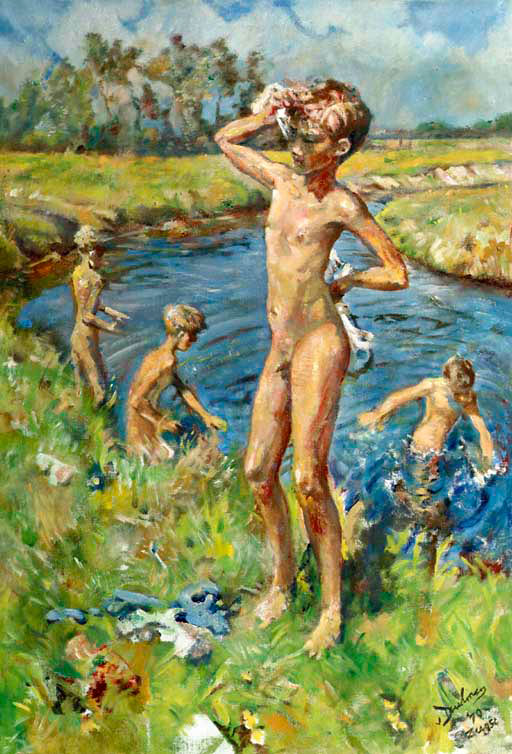 Boys playing in the river Aa (Мальчики, играющие в реке А), 1940