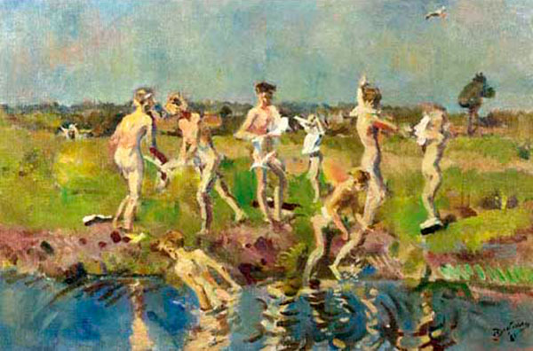 Young bathers at the river Aa, near Zeegse (Юные купальщики у реки А, около Зиигсе), 1951