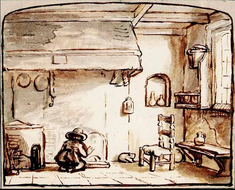 The boy in the kitchen sitting by the hearth (Мальчик, сидящий у кухонного очага), 1650s