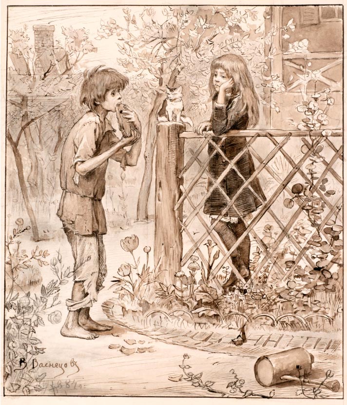 Девочка и голодный мальчик (A girl and a hungry boy), 1874