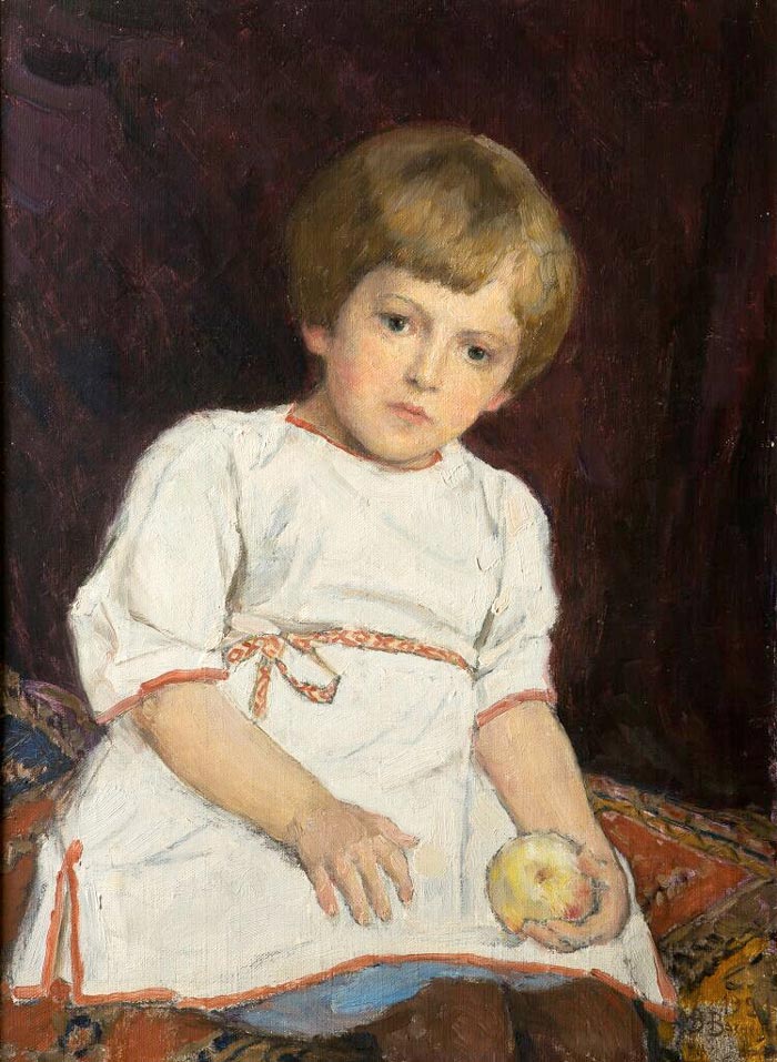 Портрет внука Вити с яблоком (Portrait of grandson Vitya with an apple), 1921