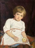 Portrait of grandson Vitya with an apple