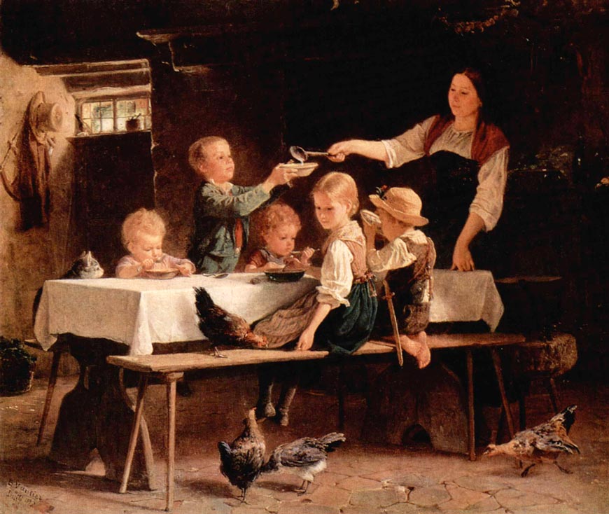Kinder beim Mittagessen (Дети за обедом), 1857