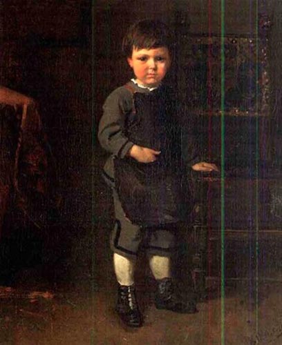 Knabe mit Schürze bei Stuhl stehend (Мальчик в фартуке, стоящий рядом со стулом), 1870