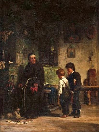 Mönch mit zwei Schülern (Монах с двумя учениками)