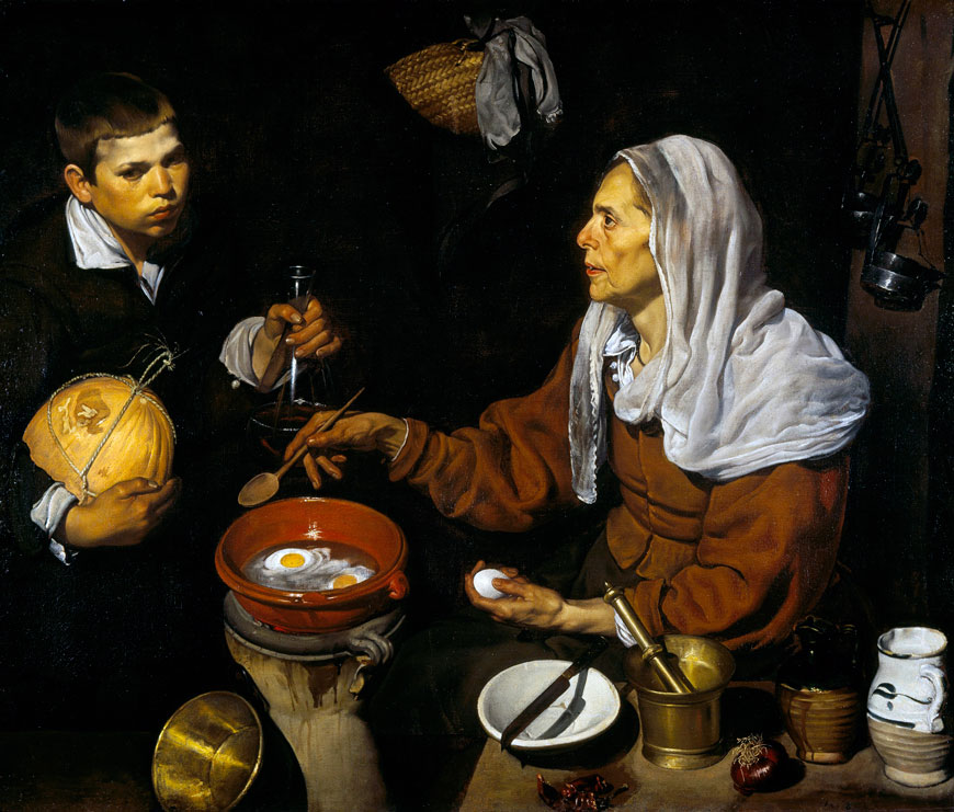 Vieja friendo huevos (Старуха, жарящая яйца), 1618