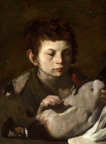 A boy plucking a duck (Мальчик, ощупывающий утку)