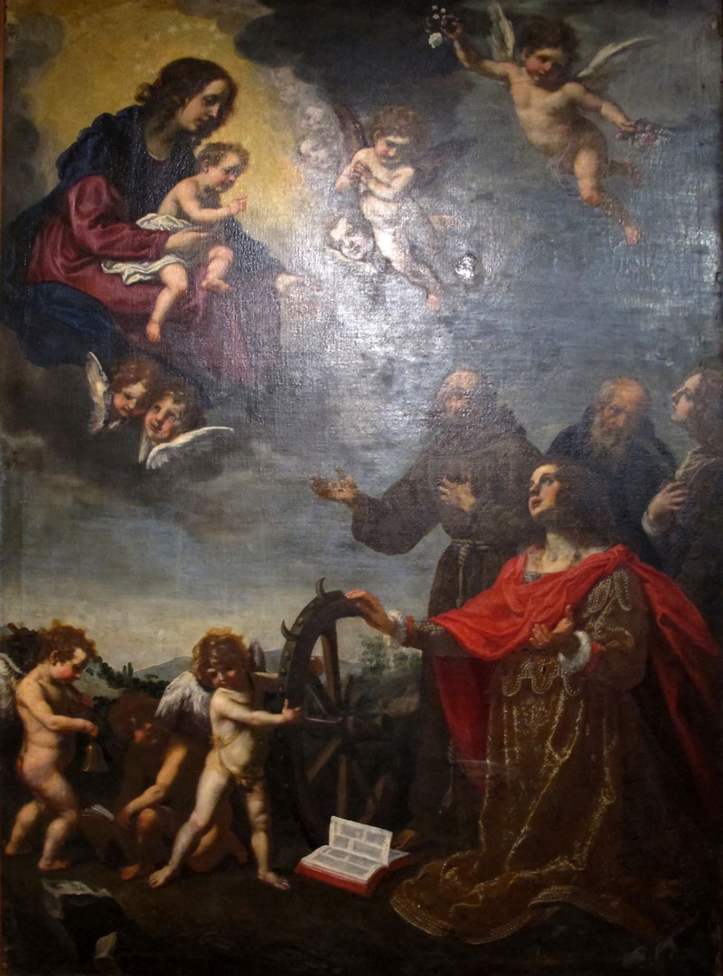 Apparizione della vergine col bambino a Santa Caterina, S. Francesco e altri santi (Явление Богородицы с младенцем святой Екатерине, святому Франциску и другим святым), 1653