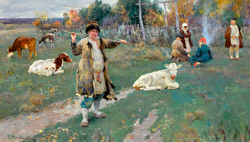 Дети, пасущие коров (Children Herding Calves)