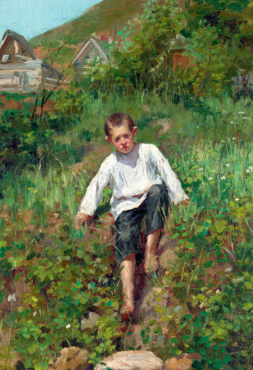 Maльчик, спускающийся на берег реки (A boy climbing down a bank), c.1898