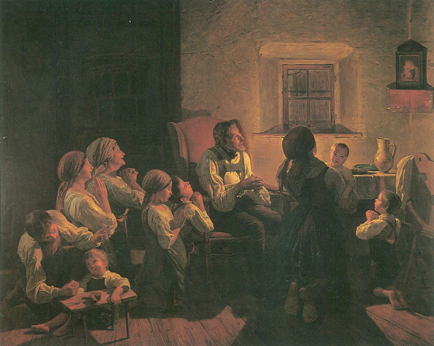 Ave Maria Abendgebet in der Bauernstube (Молитва на ночь в общей комнате), 1865