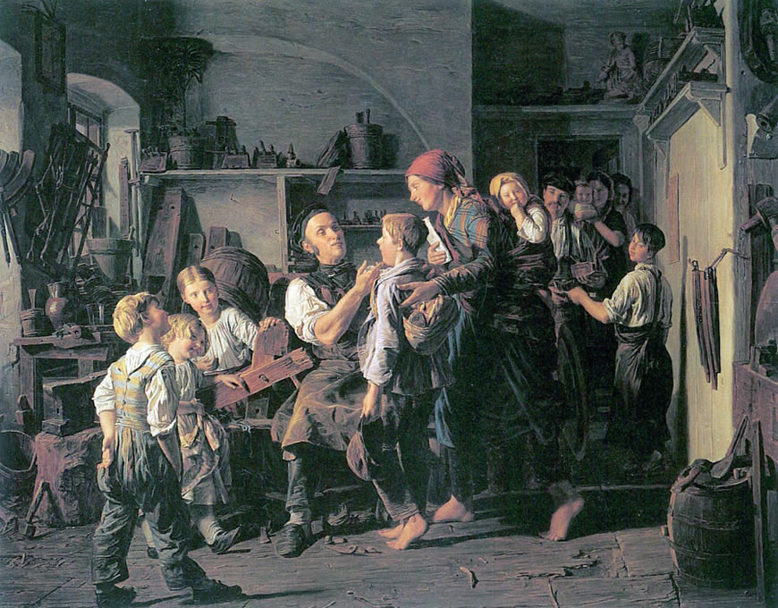 Die Aufnahme des Binderlehrlings (Приём нового ученика), 1852