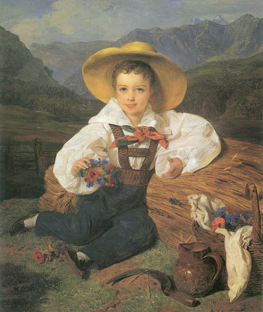 Count Demetrius Apraxin as child in front of a mountainous landscape 