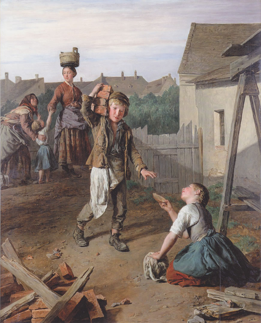 Bautagelöhner erhalten ihr Frühstück (Строитель, получающий свой завтрак), 1859-1860