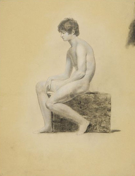 Profile View of a Nude Youth Seated on a Block, c.1805-1806